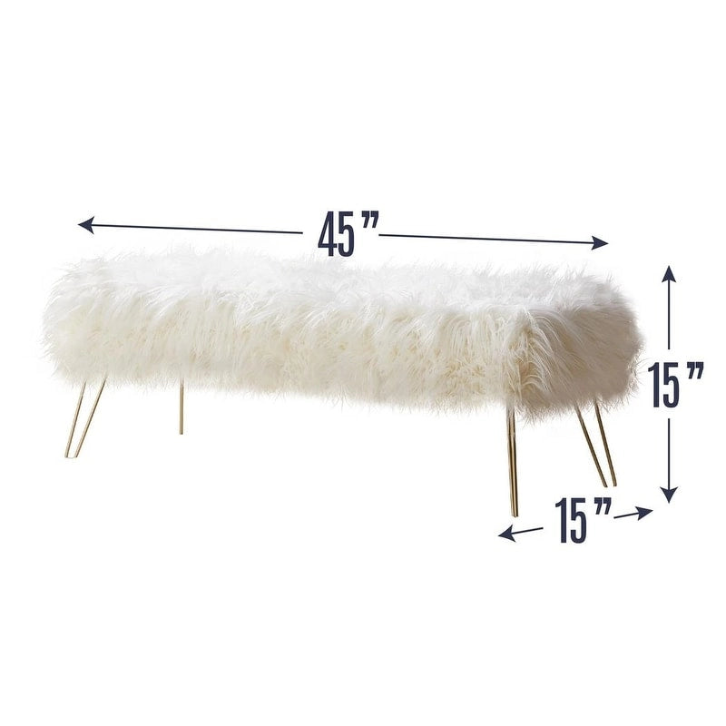 Silver Orchid Nilsson Contemporary Modern Faux Fur Long Bench Ottoman
