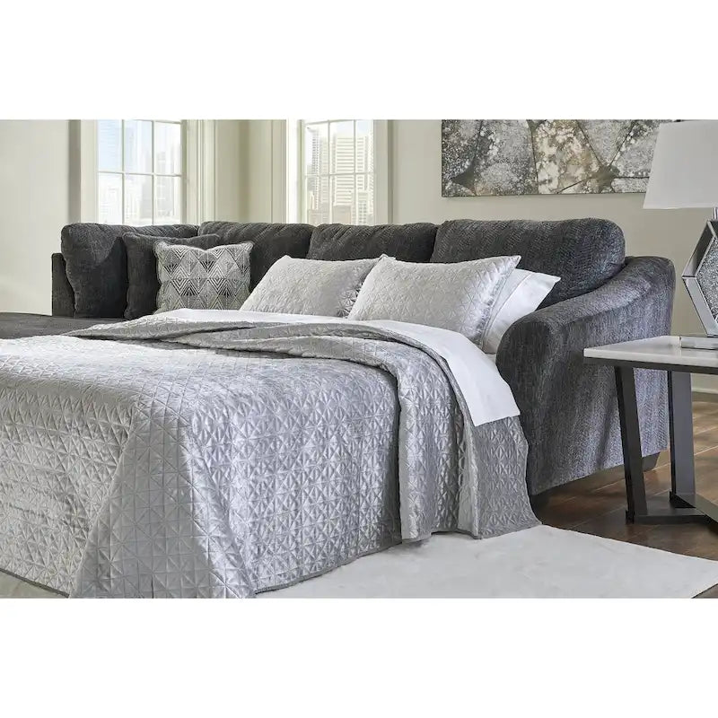 Signature Design by Ashley Biddeford Ebony 2-Piece Sleeper Sectional with Chaise - 120W x 75D x 40H