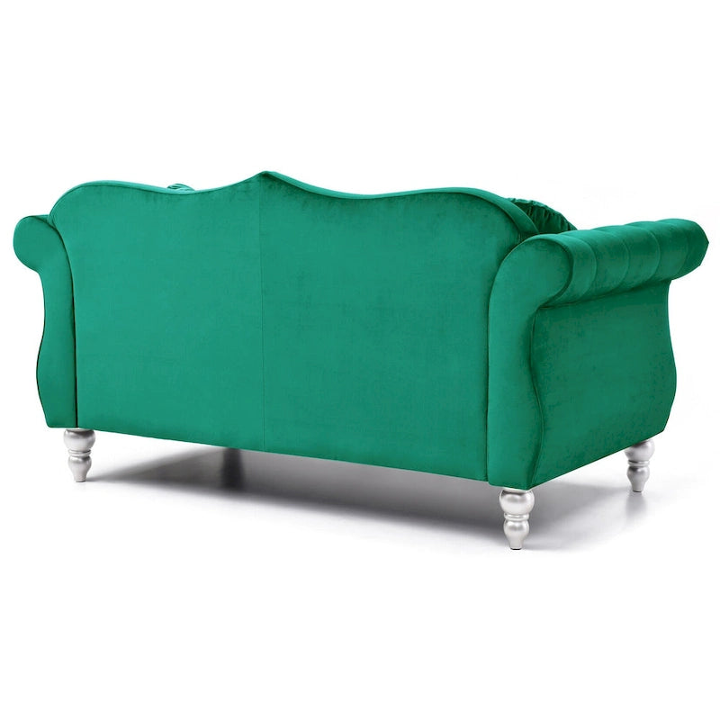 Causeuse chesterfield Hollywood 68 po en velours avec 2 coussins décoratifs - 68 L x 35 l x 34 H