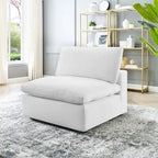 Chaise sans accoudoirs en velours capitonné de performance garnie de duvet Commix