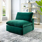 Chaise sans accoudoirs en velours capitonné de performance garnie de duvet Commix