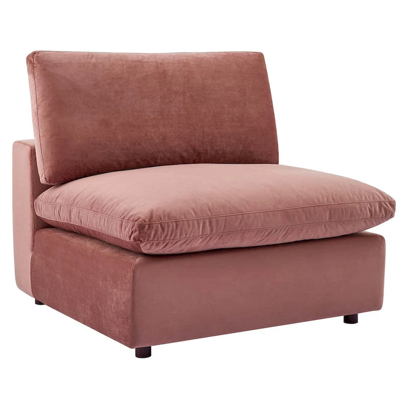 Chaise sans accoudoirs en velours capitonné de performance garnie de duvet Commix