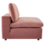 Chaise sans accoudoirs en velours capitonné de performance garnie de duvet Commix