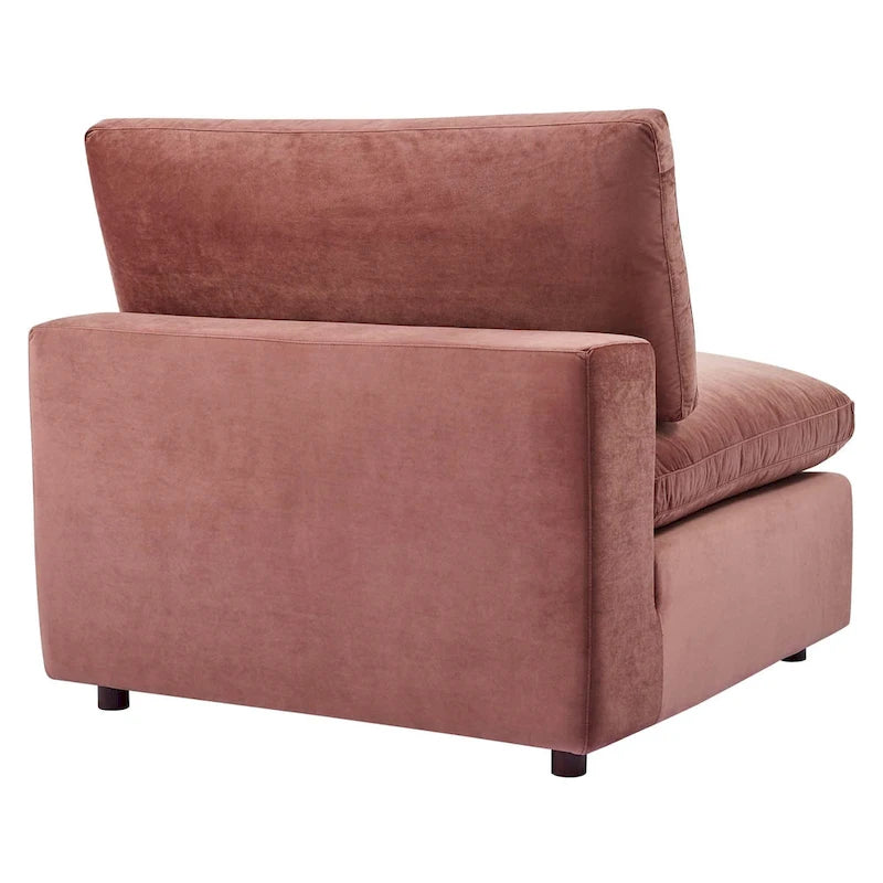 Chaise sans accoudoirs en velours capitonné de performance garnie de duvet Commix