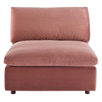 Chaise sans accoudoirs en velours capitonné de performance garnie de duvet Commix