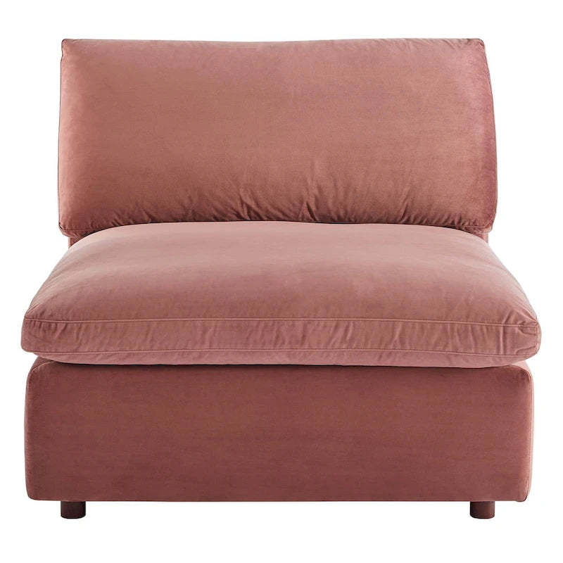 Chaise sans accoudoirs en velours capitonné de performance garnie de duvet Commix