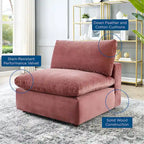 Chaise sans accoudoirs en velours capitonné de performance garnie de duvet Commix
