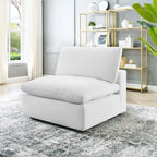 Chaise sans accoudoirs en velours capitonné de performance garnie de duvet Commix