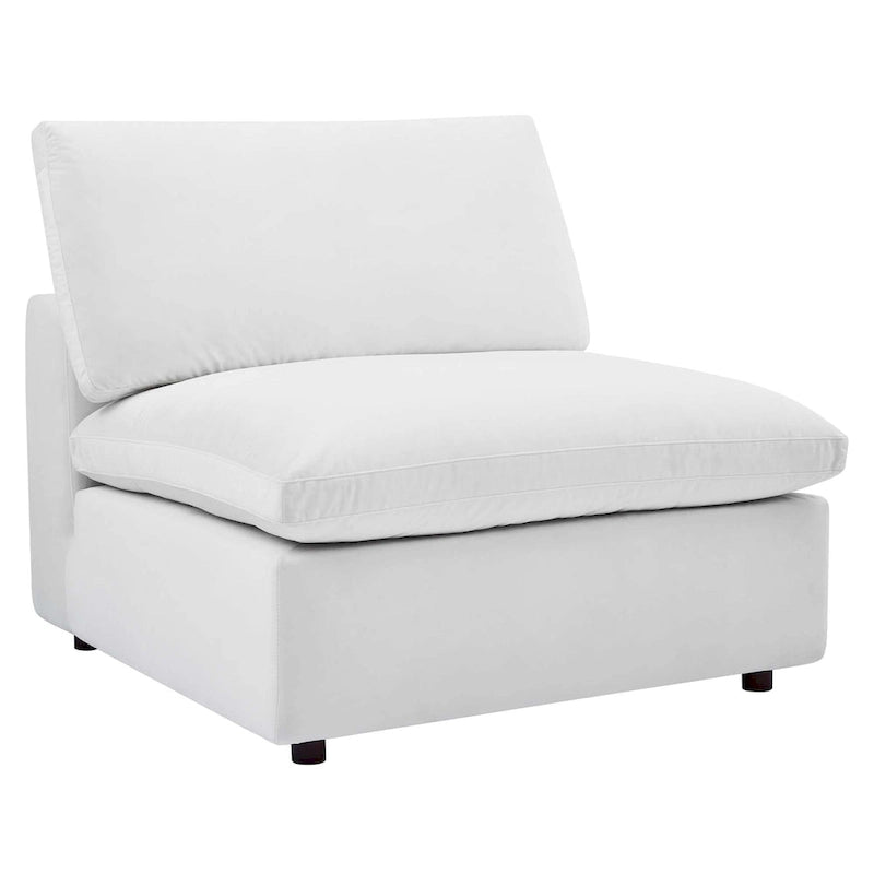 Chaise sans accoudoirs en velours capitonné de performance garnie de duvet Commix