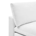 Chaise sans accoudoirs en velours capitonné de performance garnie de duvet Commix