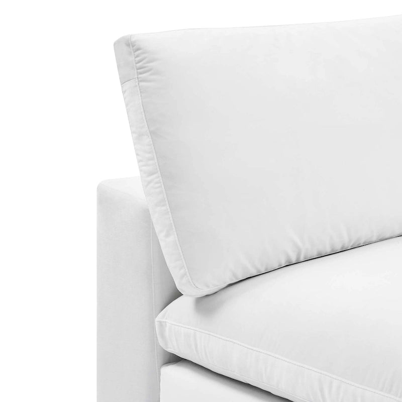 Chaise sans accoudoirs en velours capitonné de performance garnie de duvet Commix