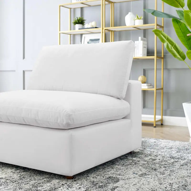 Chaise sans accoudoirs en velours capitonné de performance garnie de duvet Commix