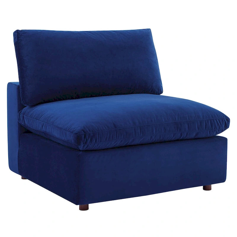 Chaise sans accoudoirs en velours capitonné de performance garnie de duvet Commix
