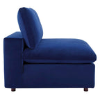 Chaise sans accoudoirs en velours capitonné de performance garnie de duvet Commix