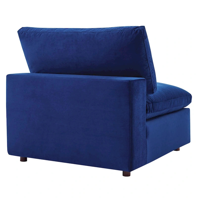 Chaise sans accoudoirs en velours capitonné de performance garnie de duvet Commix