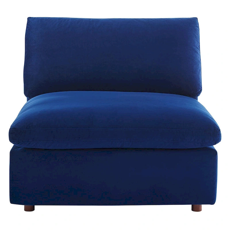 Chaise sans accoudoirs en velours capitonné de performance garnie de duvet Commix