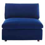 Chaise sans accoudoirs en velours capitonné de performance garnie de duvet Commix