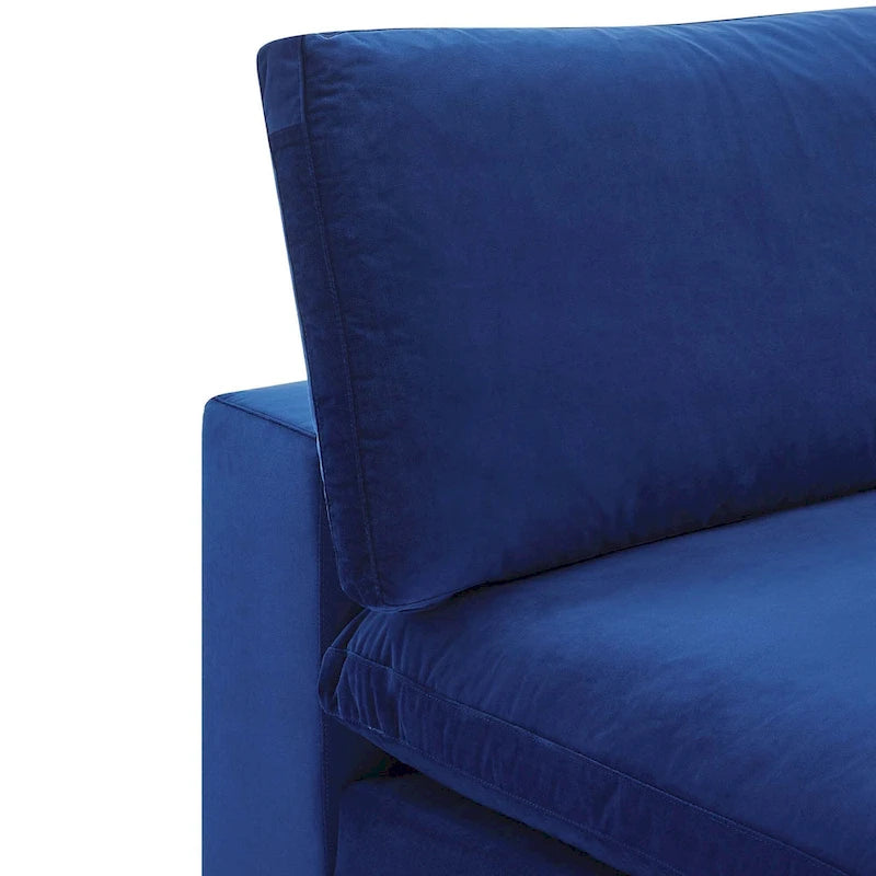 Chaise sans accoudoirs en velours capitonné de performance garnie de duvet Commix