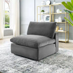 Chaise sans accoudoirs en velours capitonné de performance garnie de duvet Commix