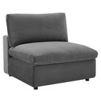 Chaise sans accoudoirs en velours capitonné de performance garnie de duvet Commix