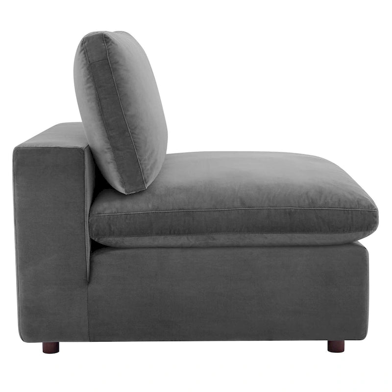 Chaise sans accoudoirs en velours capitonné de performance garnie de duvet Commix