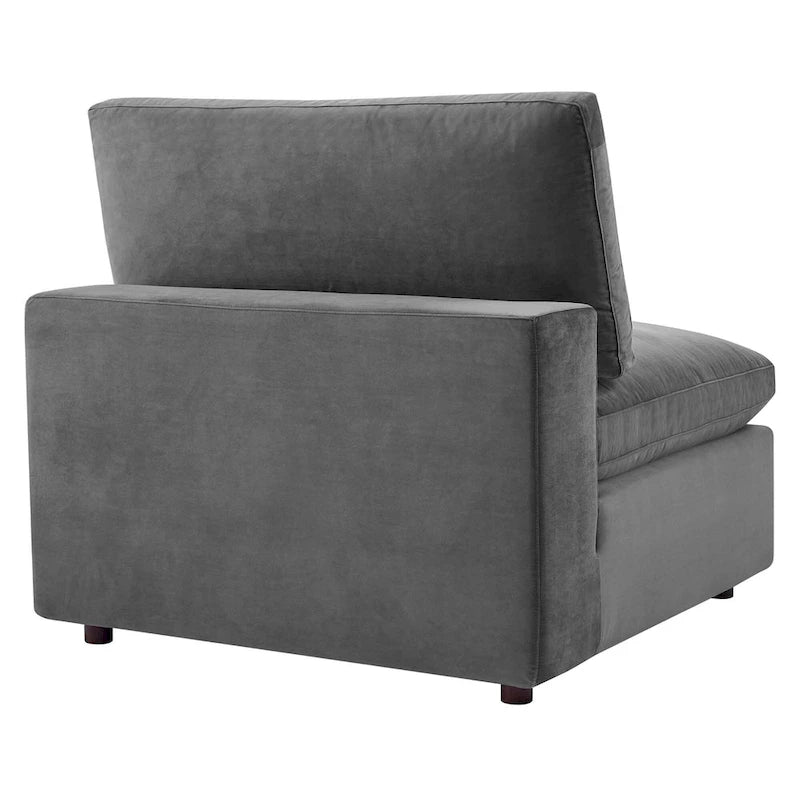 Chaise sans accoudoirs en velours capitonné de performance garnie de duvet Commix