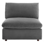 Chaise sans accoudoirs en velours capitonné de performance garnie de duvet Commix