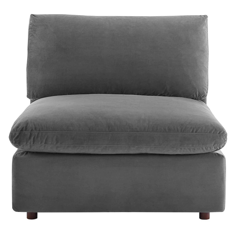 Chaise sans accoudoirs en velours capitonné de performance garnie de duvet Commix