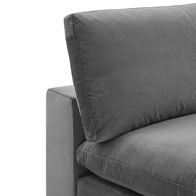 Chaise sans accoudoirs en velours capitonné de performance garnie de duvet Commix