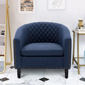 Fauteuil d'appoint Barrel avec clous décoratifs et pieds en bois massif