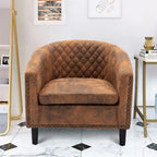 Fauteuil d'appoint Barrel avec clous décoratifs et pieds en bois massif