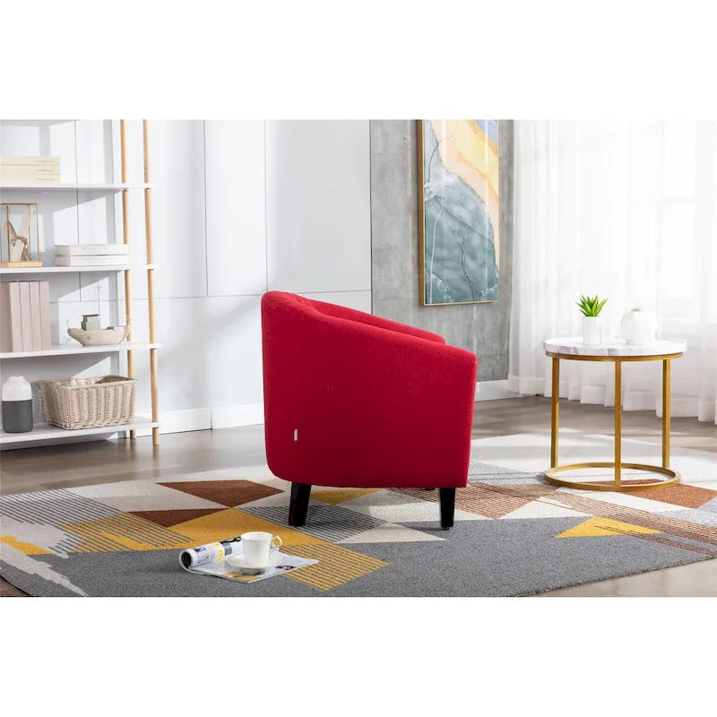 Fauteuil d'appoint Barrel avec clous décoratifs et pieds en bois massif