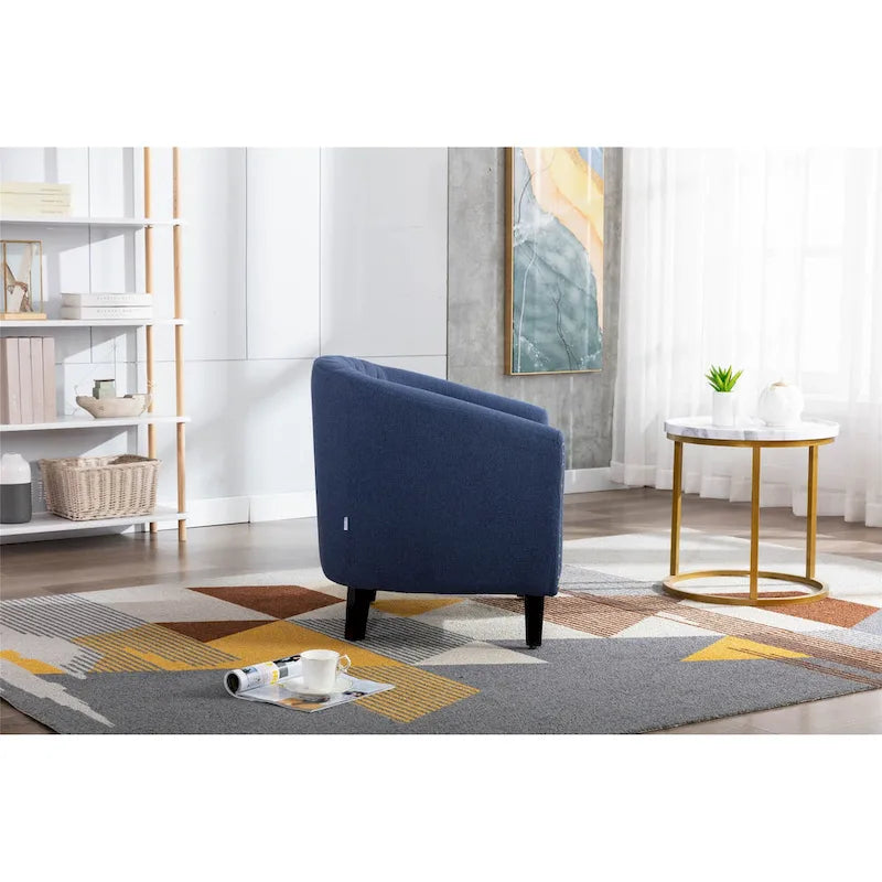 Fauteuil d'appoint Barrel avec clous décoratifs et pieds en bois massif