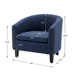 Fauteuil d'appoint Barrel avec clous décoratifs et pieds en bois massif