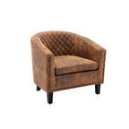 Fauteuil d'appoint Barrel avec clous décoratifs et pieds en bois massif