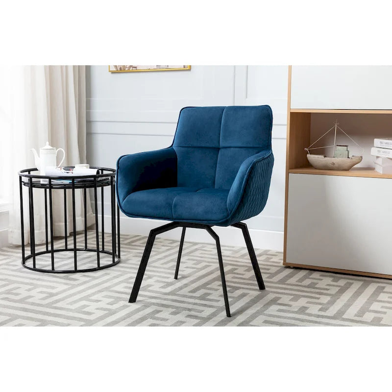 Porthos Home Demi Swivel Velvet Accent Chair with Metal Legs