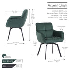 Porthos Home Demi Swivel Velvet Accent Chair with Metal Legs