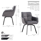 Porthos Home Demi Swivel Velvet Accent Chair with Metal Legs