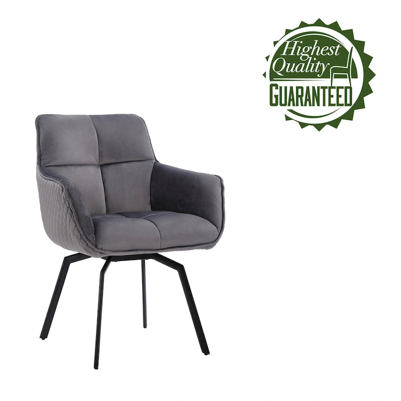 Porthos Home Demi Swivel Velvet Accent Chair with Metal Legs