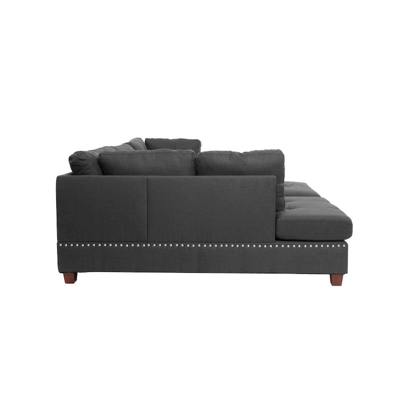 Ensemble de canapé sectionnel réversible 3 places Bobkona Chaise (capitonnée)