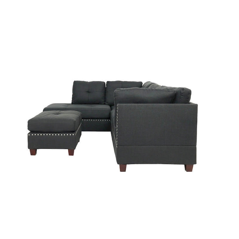 Ensemble de canapé sectionnel réversible 3 places Bobkona Chaise (capitonnée)