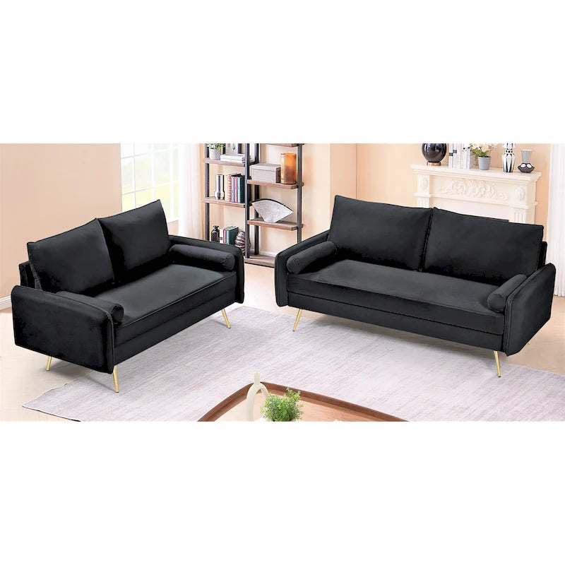 Villeda Velvet Mid-century modern 2PCS living room set