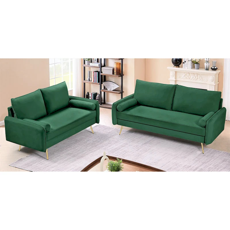 Villeda Velvet Mid-century modern 2PCS living room set