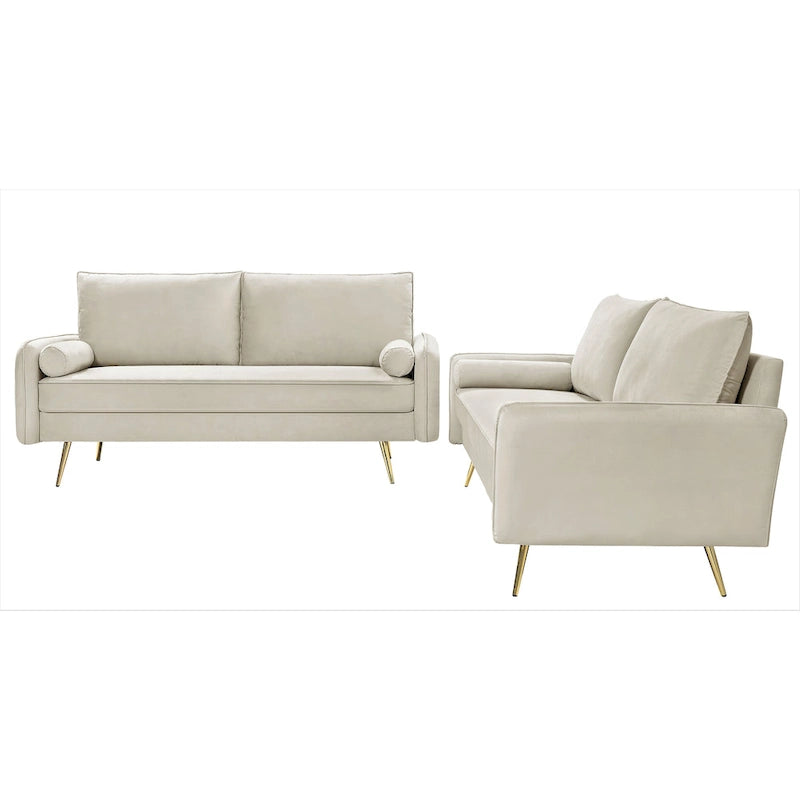 Villeda Velvet Mid-century modern 2PCS living room set