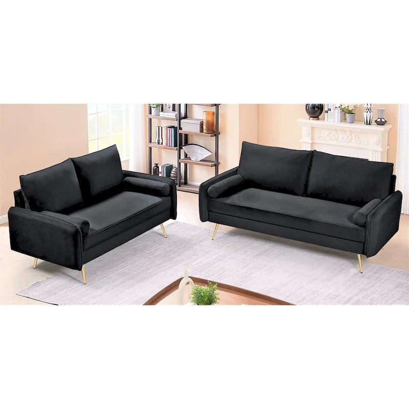 Villeda Velvet Mid-century modern 2PCS living room set