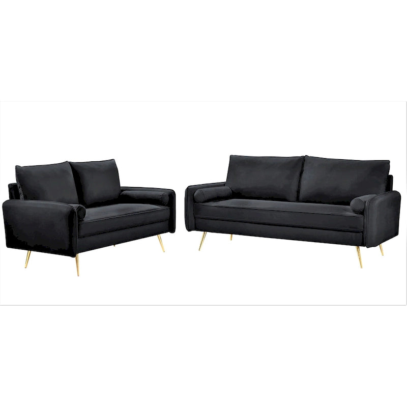 Villeda Velvet Mid-century modern 2PCS living room set