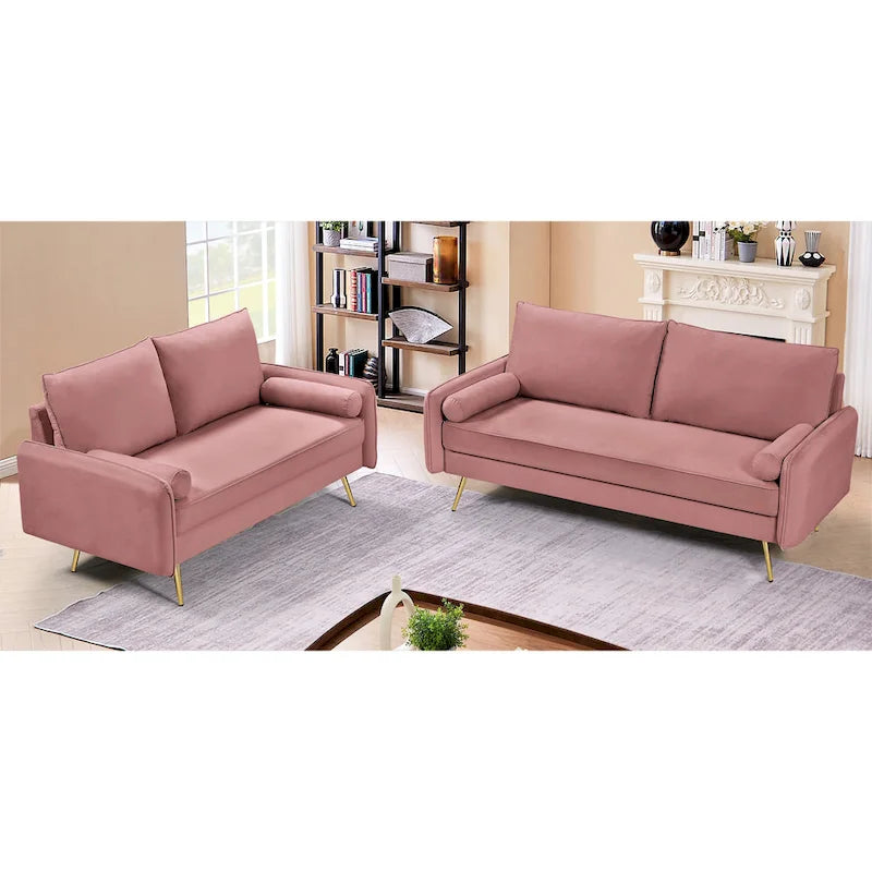 Villeda Velvet Mid-century modern 2PCS living room set