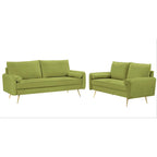 Villeda Velvet Mid-century modern 2PCS living room set