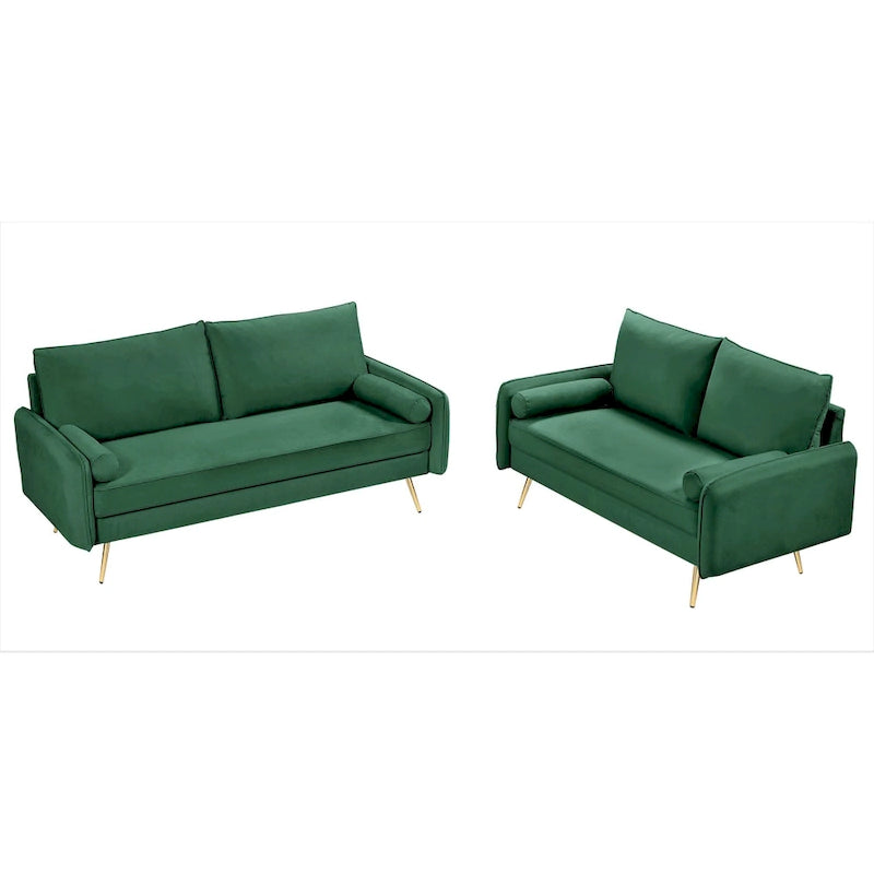 Villeda Velvet Mid-century modern 2PCS living room set