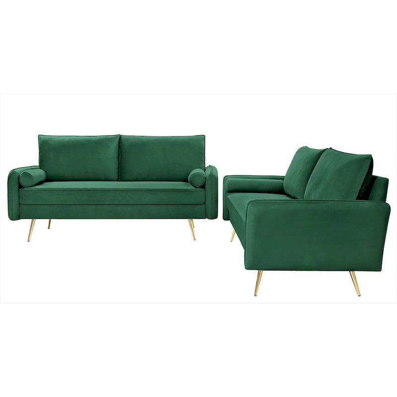 Villeda Velvet Mid-century modern 2PCS living room set